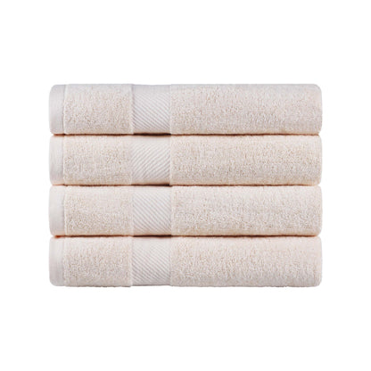 Kendell Egyptian Cotton 4 Piece Bath Towel Set with Dobby Border - Blue Nile Mills