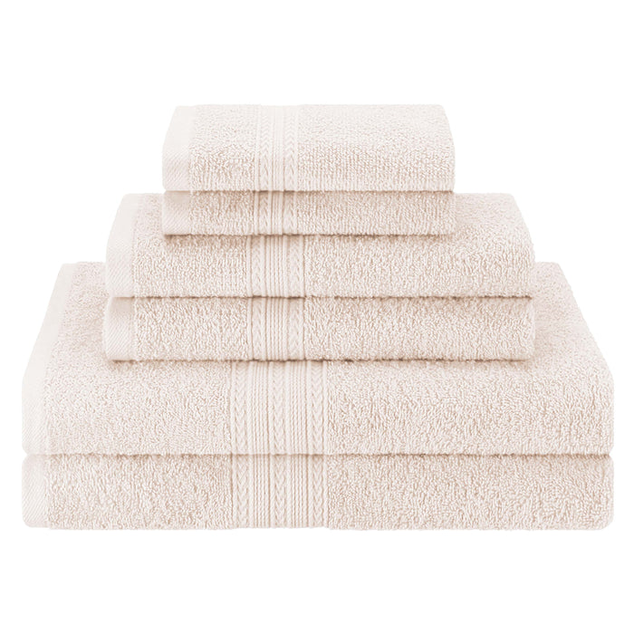 Eco-Friendly Cotton Ring Spun 6 Piece Towel Set - Ivory