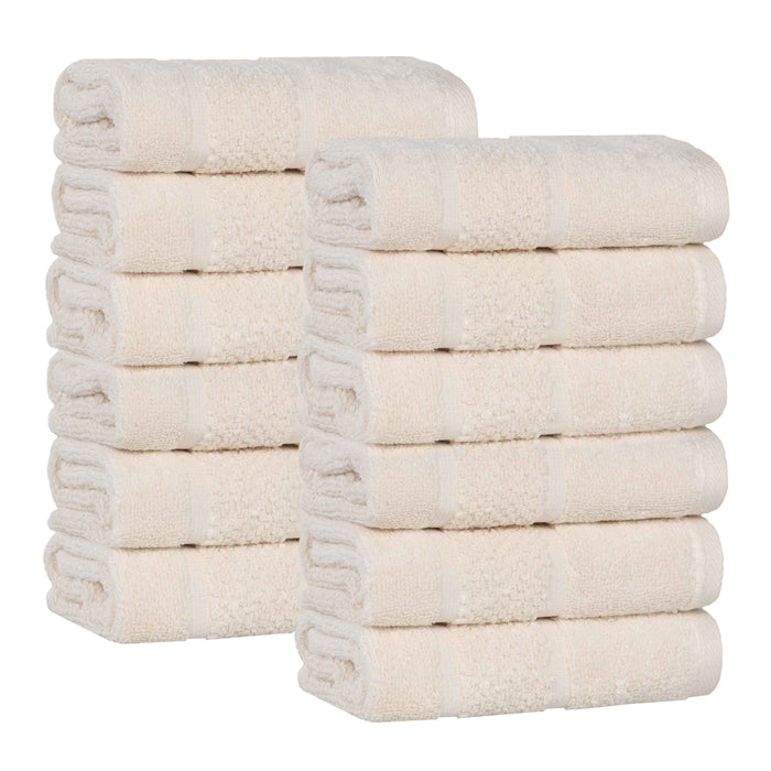 Mile Smart Twist Cotton Medium Weight Solid Face Towels, Set of 12