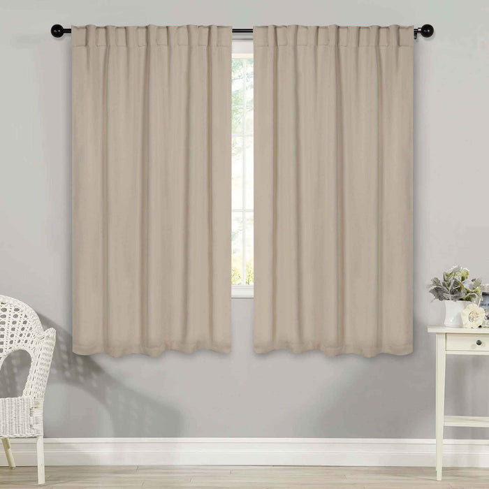 Solid Room Darkening Blackout Curtains with Back Tabs, Set of 2