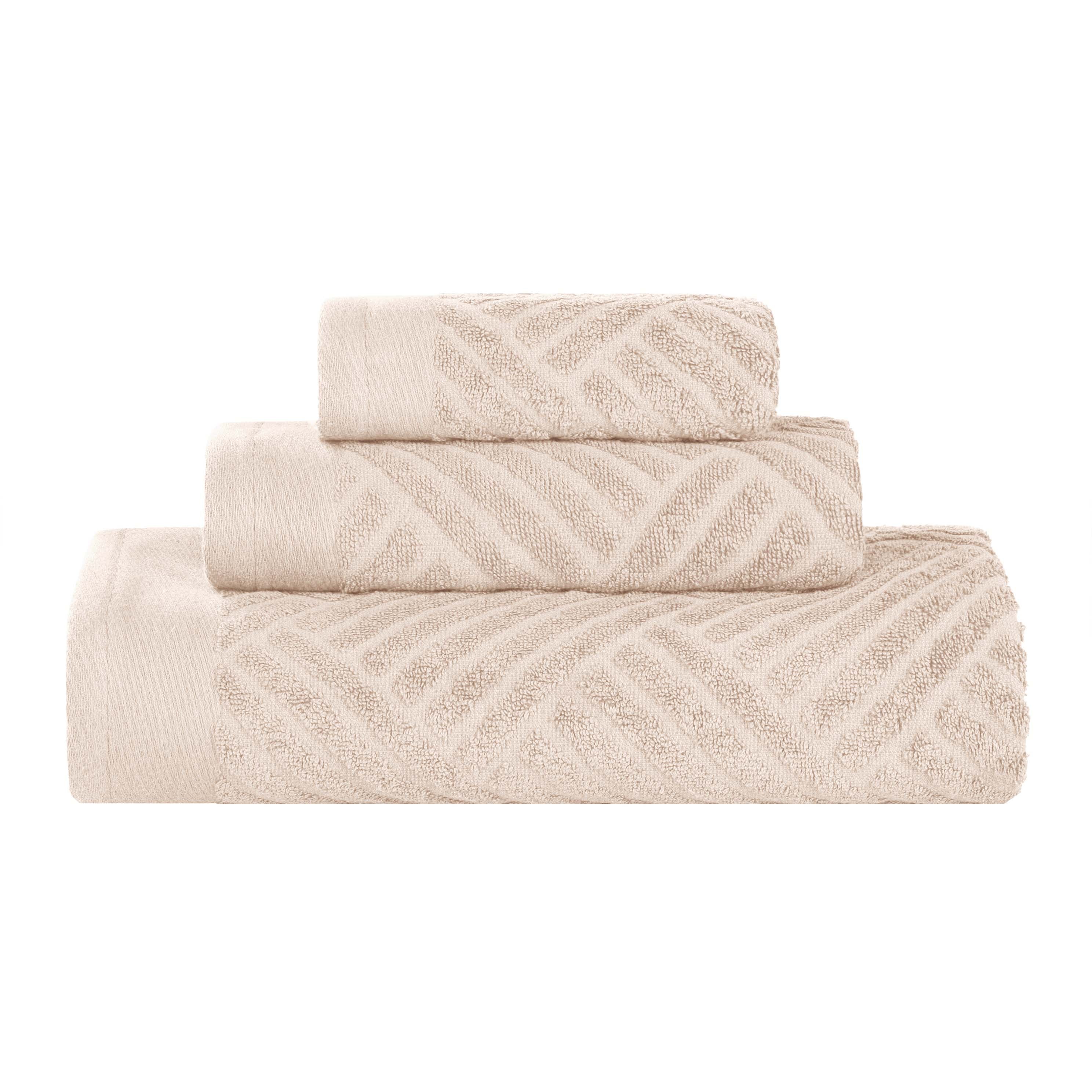 Basketweave Egyptian Cotton Jacquard 3 Piece Assorted Towel Set - Blue Nile Mills
