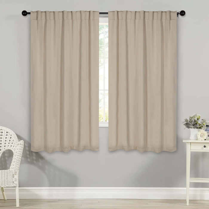 Solid Room Darkening Blackout Curtains with Back Tabs, Set of 2