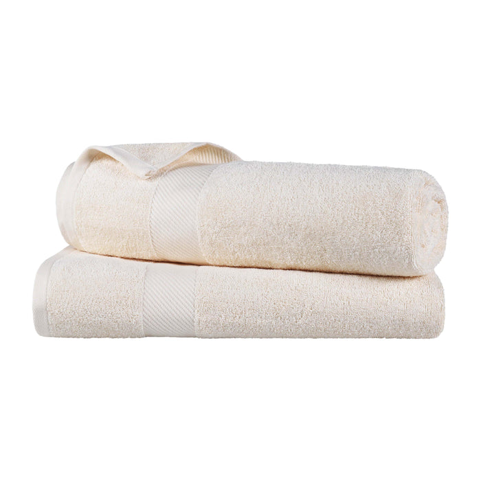 Kendell Egyptian Cotton 2 Piece Bath Sheet Set with Dobby Border - Ivory