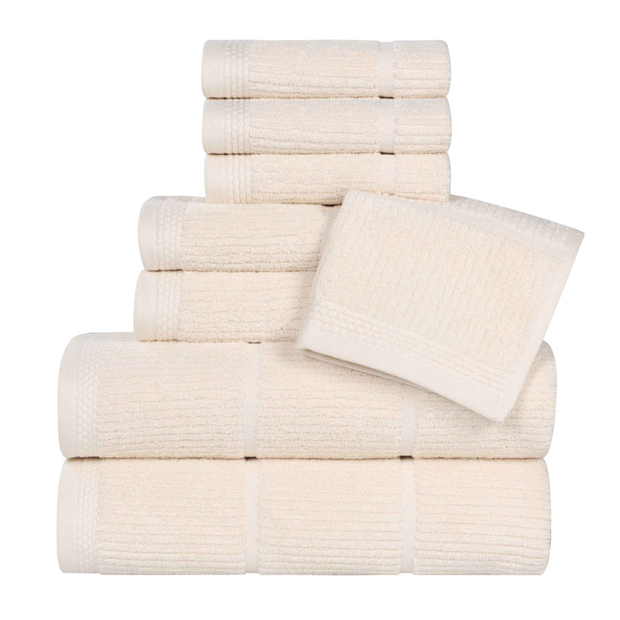 Milo Smart Twist Cotton Solid Ribbed Design 8 Piece Towel Set