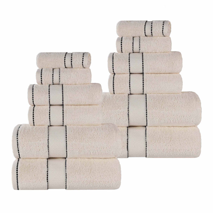 Niles Egypt Produced Giza Cotton Dobby Absorbent 12 Piece Towel Set