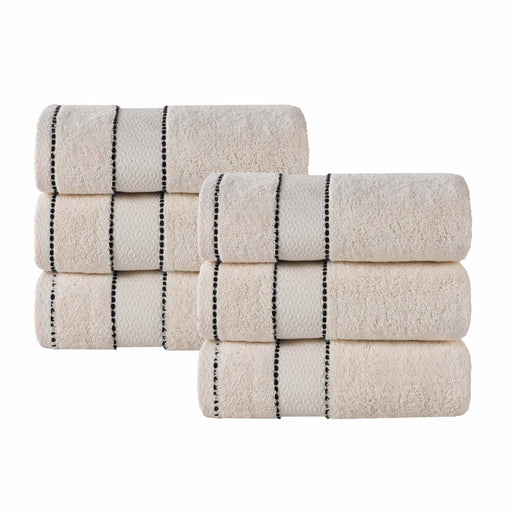 Niles Egypt Produced Giza Cotton Dobby Ultra-Plush Hand Towel Set of 6 - Ivory