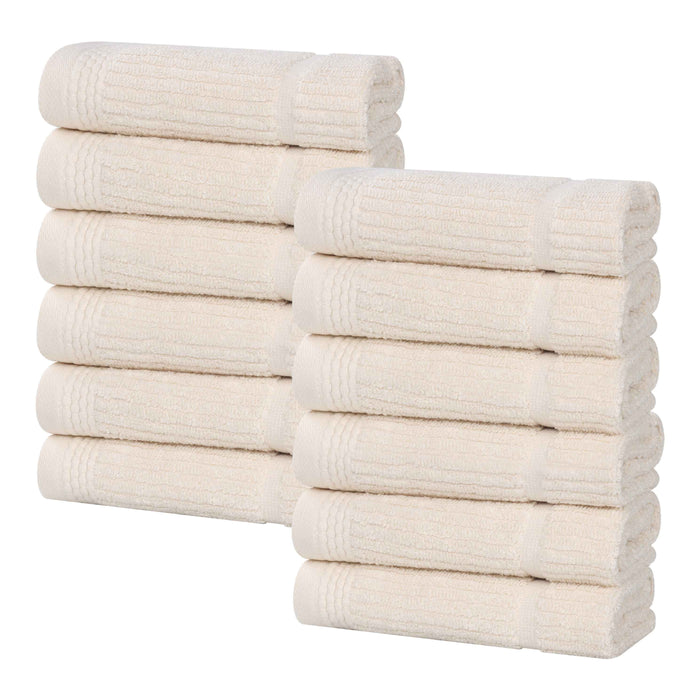 Milo Smart Twist Cotton Solid Face Towels Washcloths, Set of 12