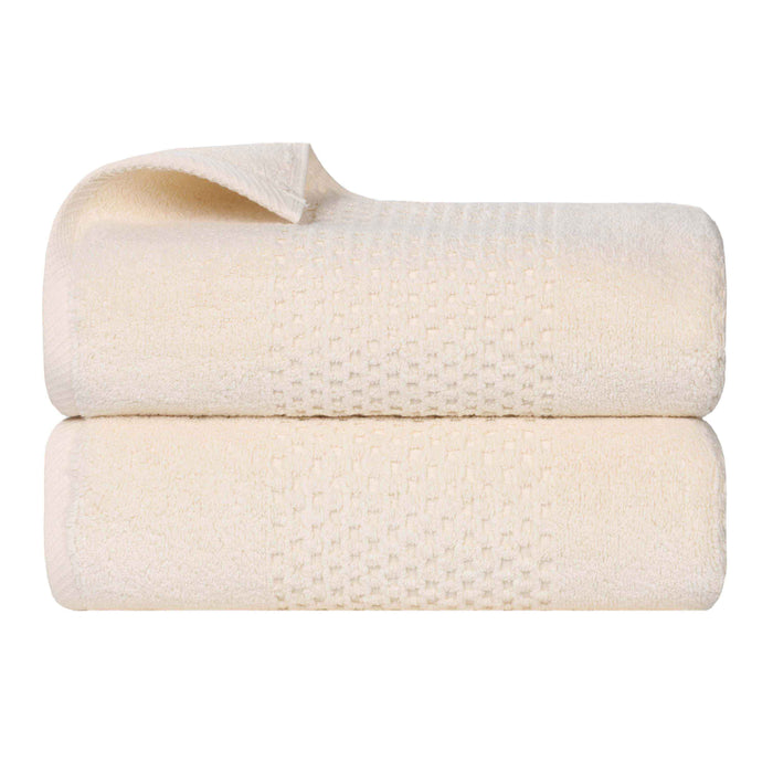 Playa Zero Twist Cotton Solid Waffle Textured Bath Towels, Set of 2