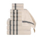 Zero Twist Cotton Ribbed Geometric Border Plush 9 Piece Towel Set - Ivory