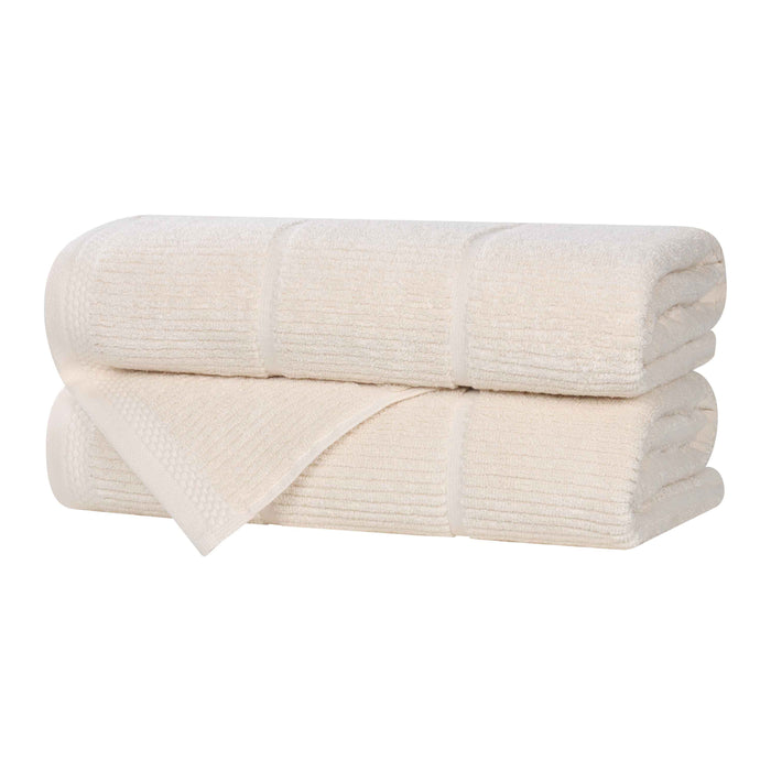 Milo Smart Twist Cotton Solid Ribbed Design Bath Towels, Set of 2