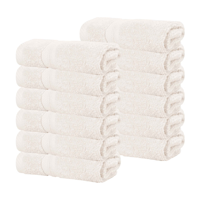 Smart Dry Zero Twist Cotton Solid Washcloth Face Towels, Set of 12