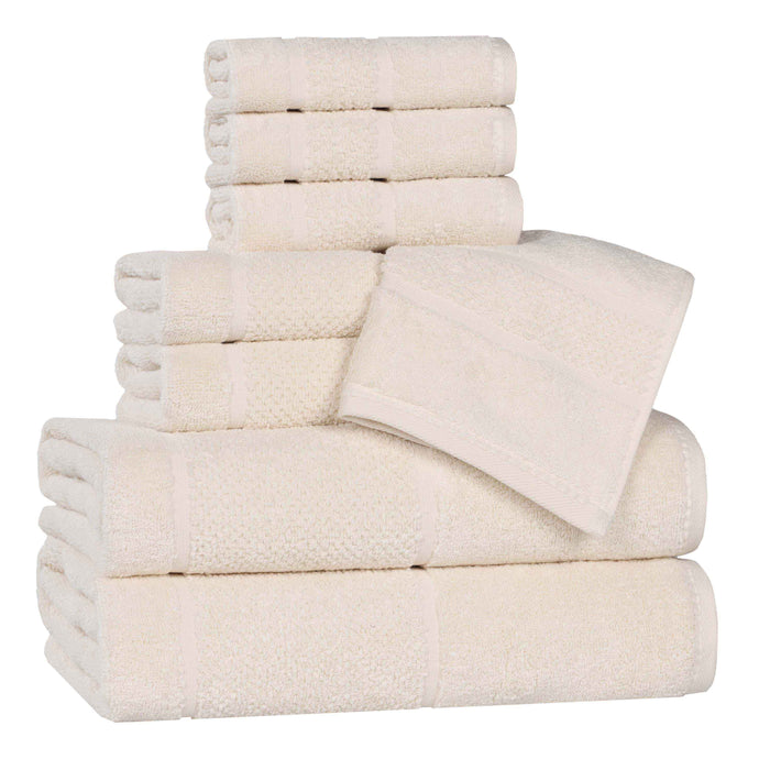 Mile Smart Twist Cotton Solid Broad Border 8 Piece Towel Set