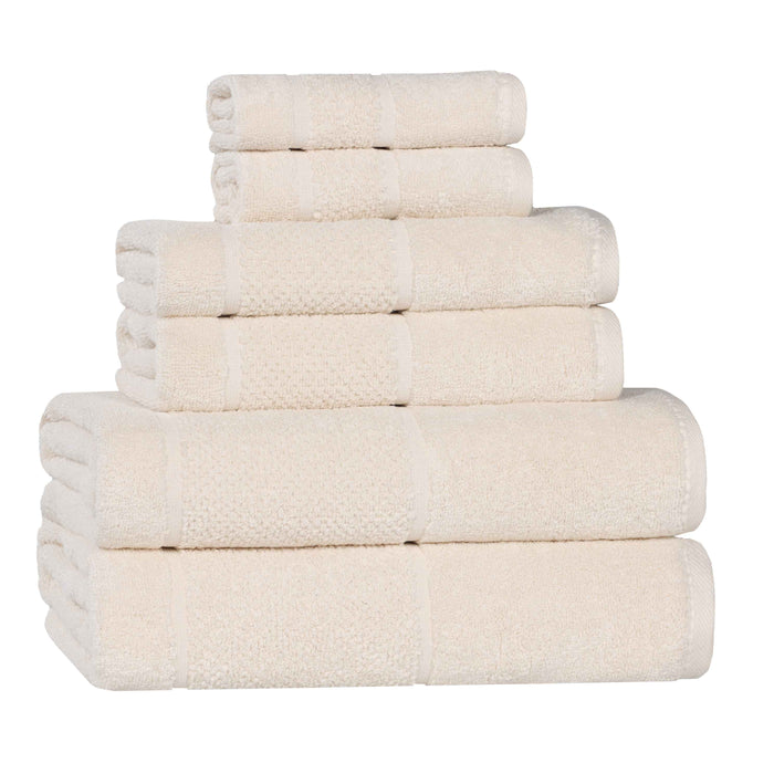 Mile Smart Twist Cotton Solid Broad Border 6 Piece Towel Set