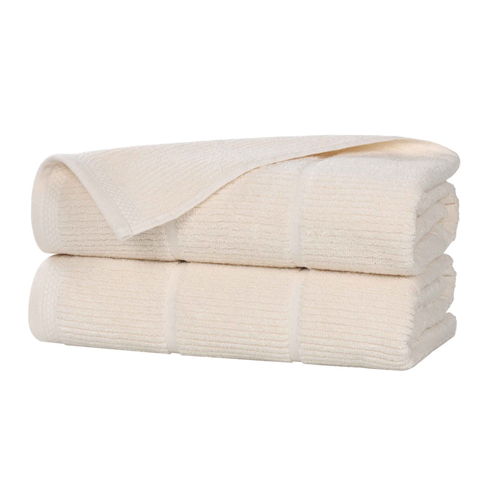 Milo Smart Twist Cotton Solid Ribbed Design Bath Sheets, Set of 2