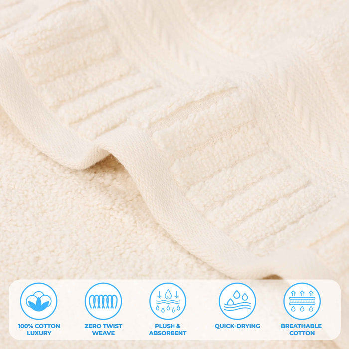 Venice Zero Twist Cotton Medium Weight Absorbent Hand Towels, Set of 6