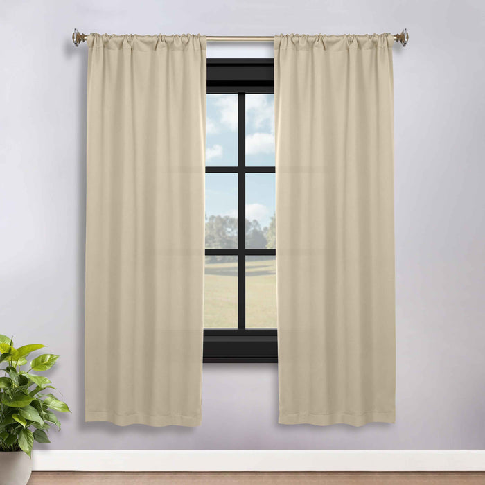 Solid Machine Washable Room Darkening Blackout Curtains, Set of 2