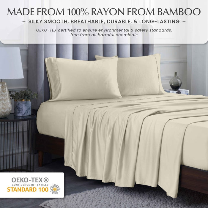 300 Thread Count Rayon From Bamboo Solid Deep Pocket Sheet Set