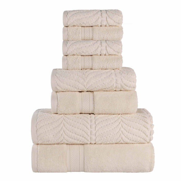 Zero Twist Cotton Solid and Jacquard Elegant Chevron 8 Piece Towel Set