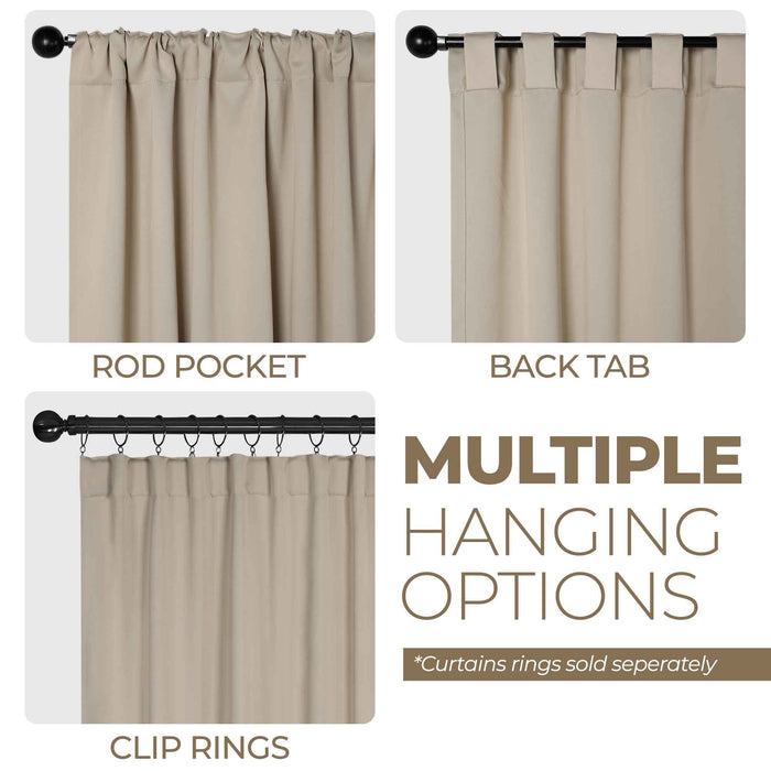 Solid Room Darkening Blackout Curtains with Back Tabs, Set of 2