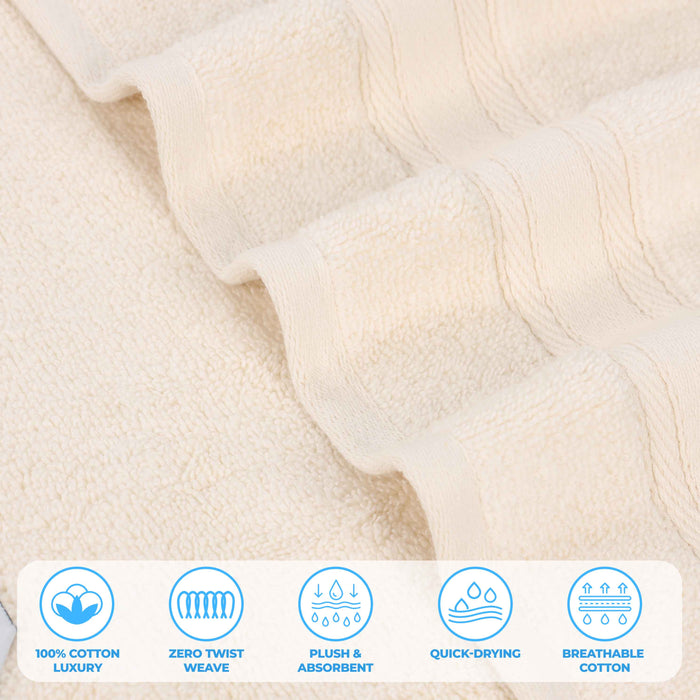 Belmont Zero Twist Cotton Medium Weight Absorbent 3 Piece Towel Set