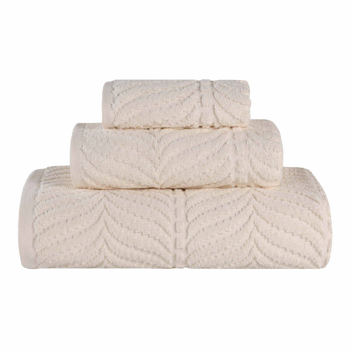 Zero Twist Cotton Elegant Chevron 3 Piece Jacquard Towel Set