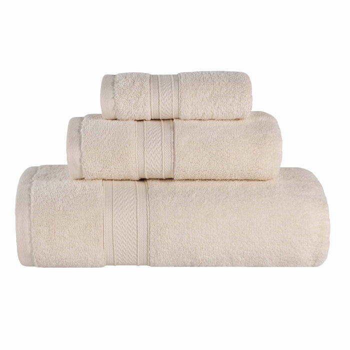 Zero Twist Cotton Elegant Soft Absorbent 3 Piece Solid Towel Set