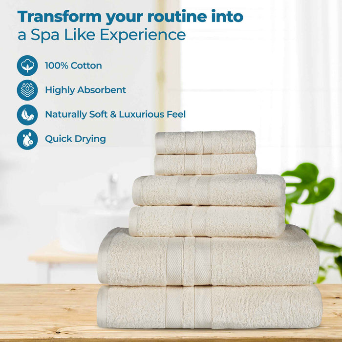 Ultra Soft Cotton Absorbent Solid Assorted 6 Piece Towel Set