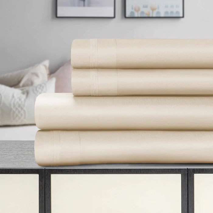 1500 Thread Count Egyptian Cotton Deep Pocket Bed Sheet Set - Ivory