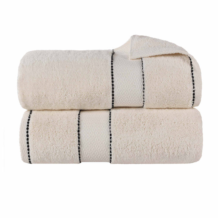 Niles Egypt Produced Giza Cotton Dobby Ultra-Plush Bath Sheet Set of 2 - Ivory