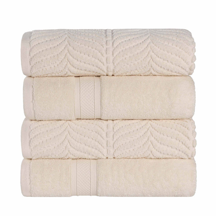 Zero Twist Cotton Solid & Jacquard Elegant Chevron Bath Towel Set of 4