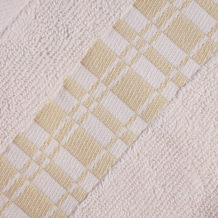 Larissa Cotton Geometric Embroidered Border 6-Piece Assorted Towel Set - Ivory