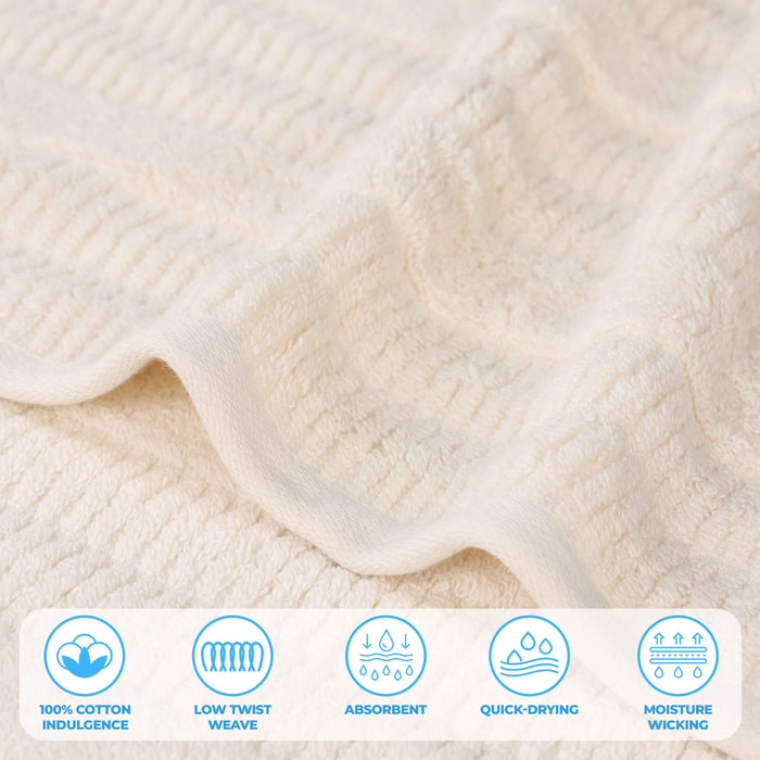 Mika Smart Twist Cotton Solid Vertical Ribbed 9 Piece Towel Set