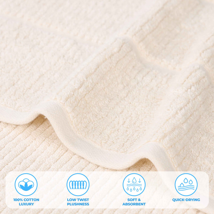 Milo Smart Twist Cotton Solid Ribbed Design 8 Piece Towel Set