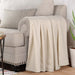 All-Season Chevron Cotton Bed Blanket & Sofa Throw - Ivory