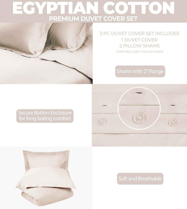 Egyptian Cotton 300 Thread Count Solid Duvet Cover Set