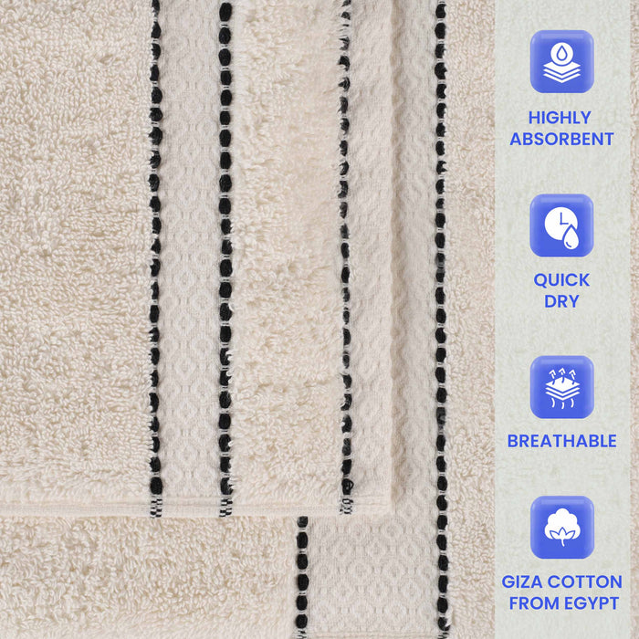 Niles Egypt Produced Giza Cotton Dobby Face Towel Washcloth Set of 12 - Ivory