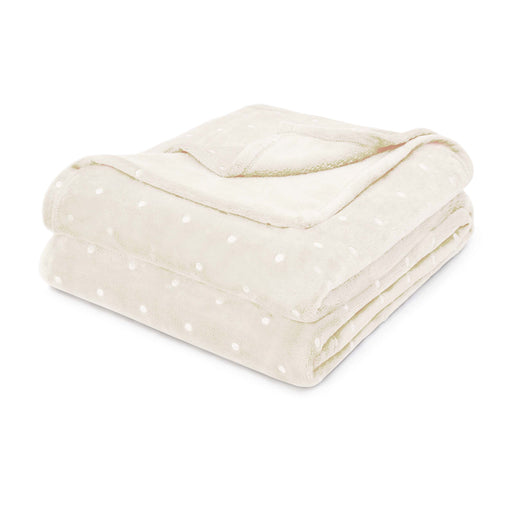 Fleece Plush Medium Weight Fluffy Soft Decorative Blanket - Ivory