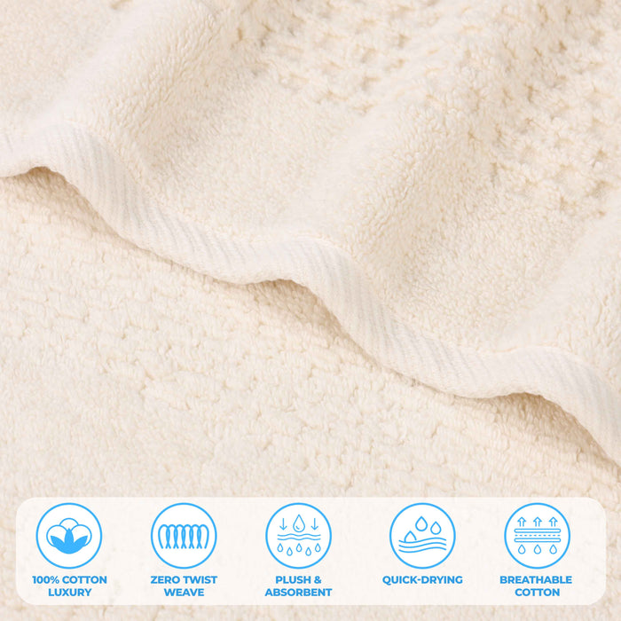 Playa Zero Twist Cotton Solid Waffle Textured Hand Towels, Set of 6