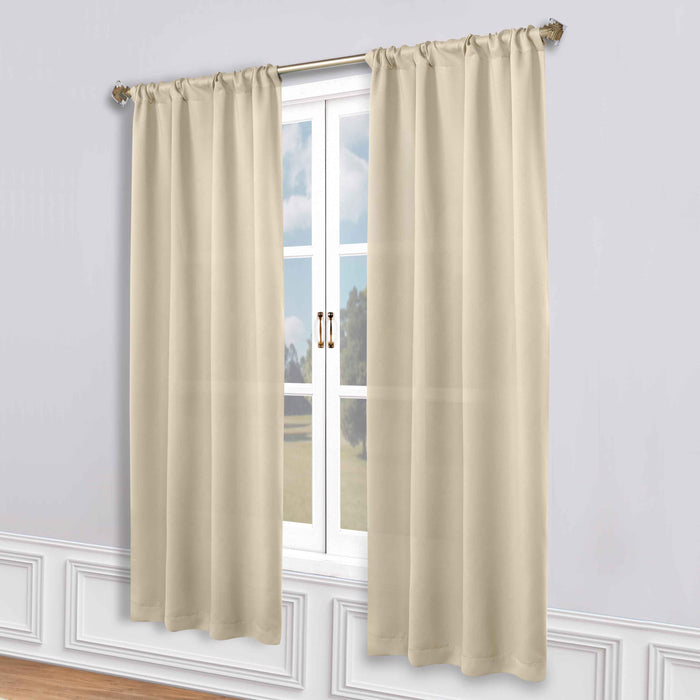 Solid Machine Washable Room Darkening Blackout Curtains, Set of 2