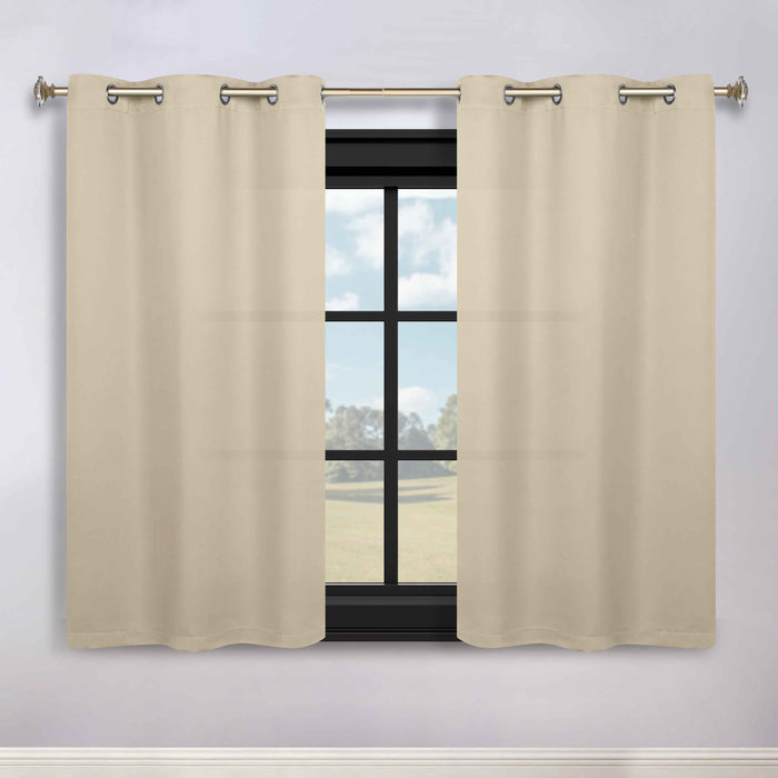 Solid Machine Washable Room Darkening Blackout Curtains, Set of 2