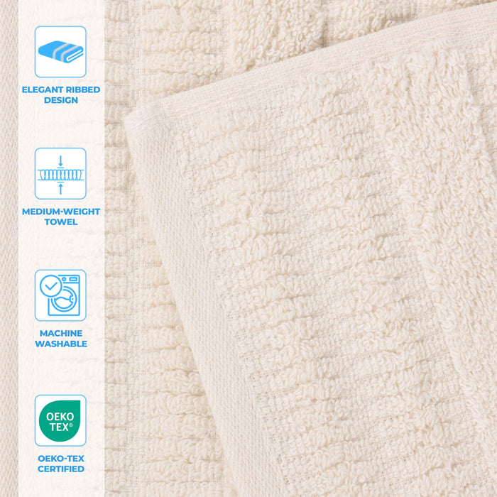 Mika Smart Twist Cotton Solid Vertical Ribbed 8 Piece Towel Set