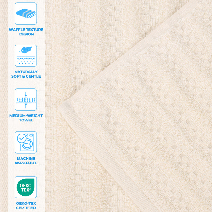 Zuma Zero Twist Cotton Medium Weight Face Towels Washcloths, Set of 12