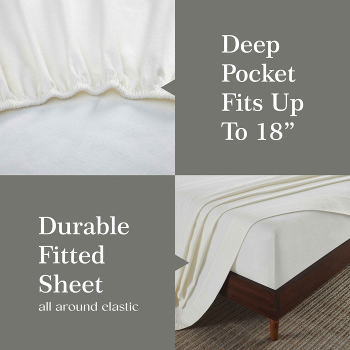 Rome Flannel Cotton Solid Brushed Deep Pocket Sheet Set