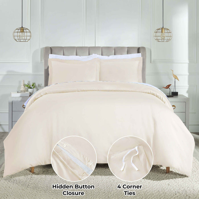 Egyptian Cotton 850 Thread Count Solid Duvet Cover Set - Ivory