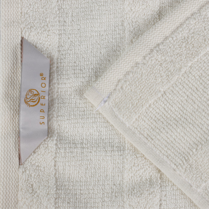 Ribbed Turkish Cotton Quick-Dry Solid 3 Piece Assorted Towel Set - Ivory