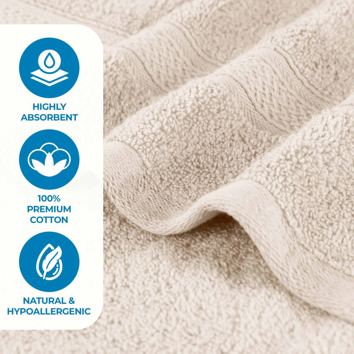 Zero Twist Cotton Elegant Soft Absorbent 3 Piece Solid Towel Set