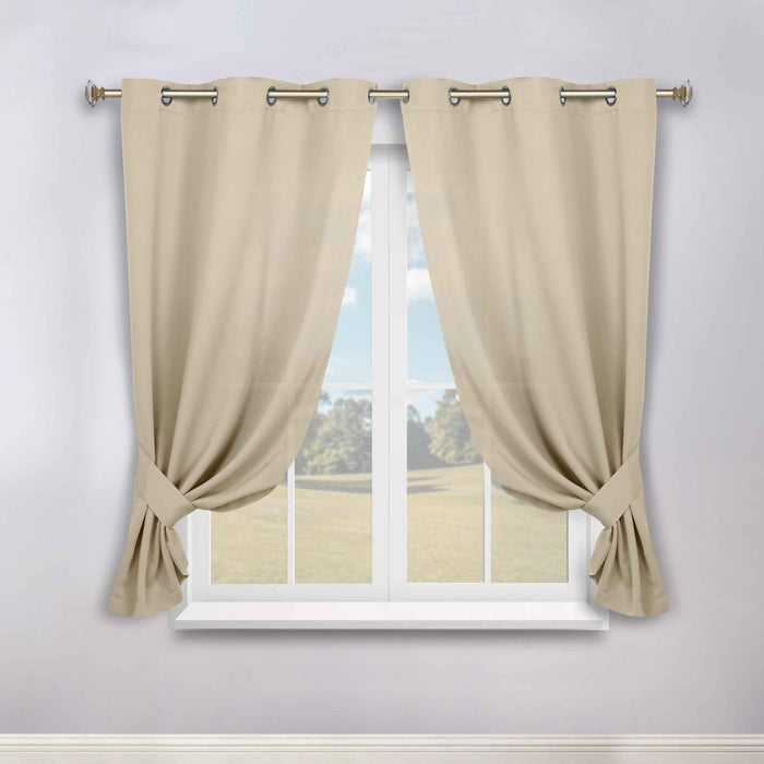 Solid Machine Washable Room Darkening Blackout Curtains, Set of 2