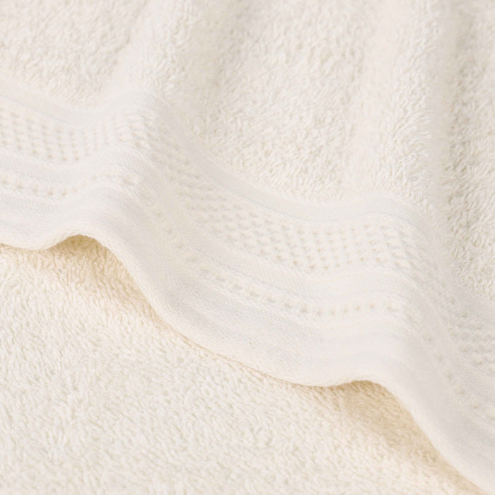 Honeycomb Textured Waffle Border Luxury Cotton Hand Towels, Set of 4