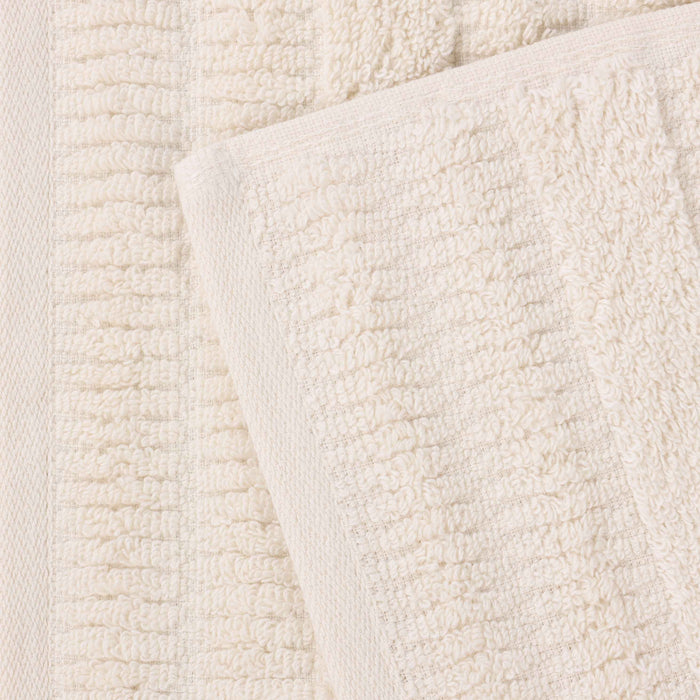 Mika Smart Twist Cotton Solid Vertical Ribbed 3 Piece Towel Set