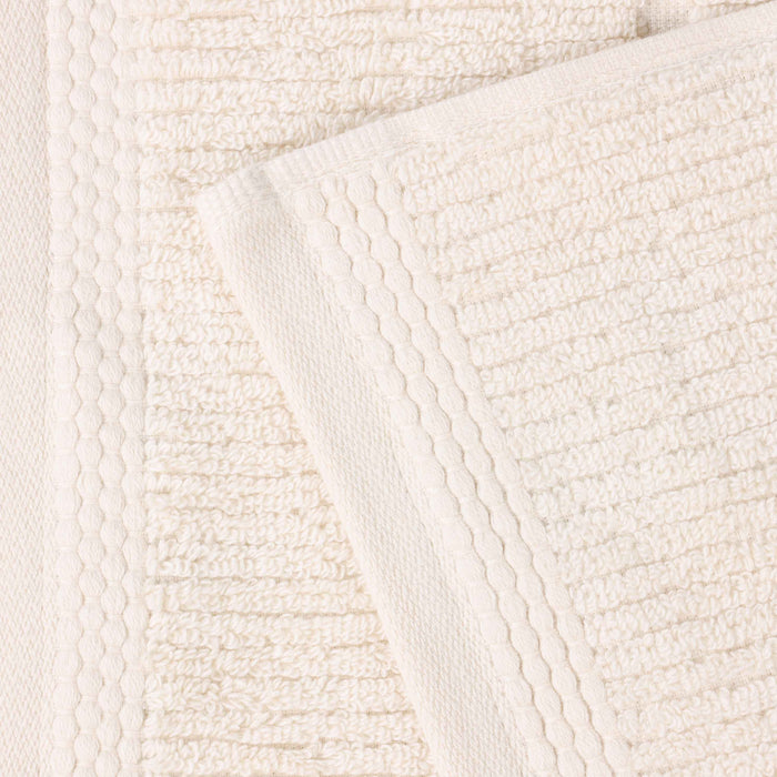 Milo Smart Twist Cotton Solid Ribbed Design Bath Towels, Set of 2